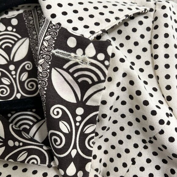 Vintage Floral Polka Dot Reversible Mod Car Coat Brown Ivory Button Front Size S - Picture 7 of 11